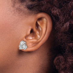 QCM1485 Cheryl M Sterling Silver Rhodium-plated Baguette-cut and Brilliant-cut CZ Love Knot Post Earrings