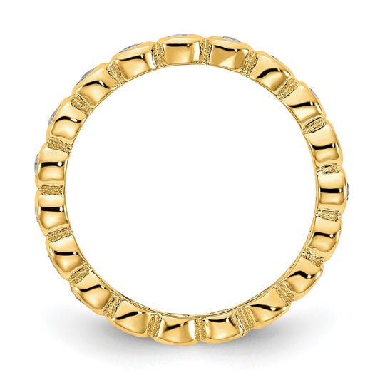 Cheryl M Sterling Silver Rhodium-plated and Gold-plated Brilliant-cut CZ 5 Piece Eternity Band Ring Set