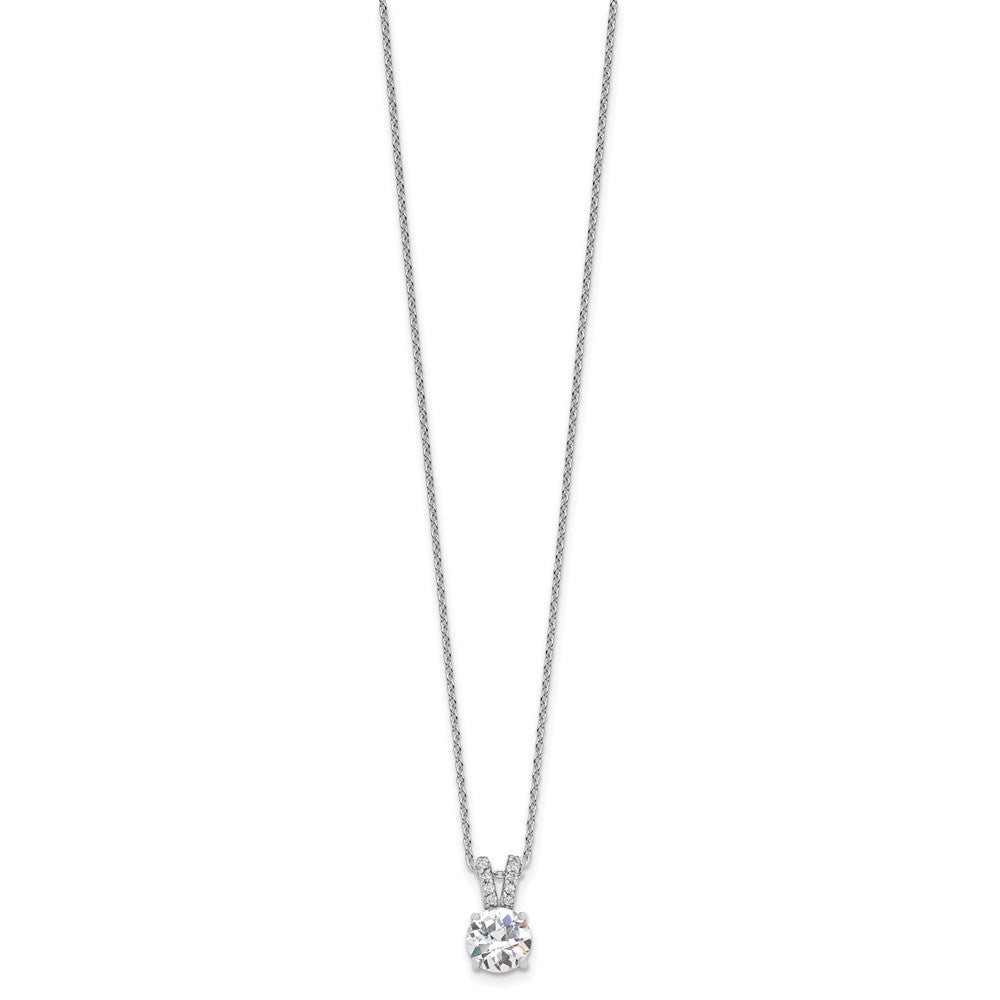 Cheryl M Sterling Silver Rhodium-plated Brilliant-cut 8mm Round CZ with CZ Split Bail 18 Inch Necklace QCM1499-18