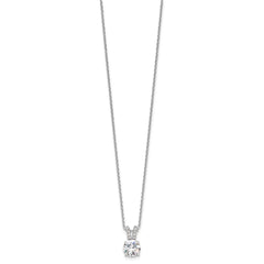 Cheryl M Sterling Silver Rhodium-plated Brilliant-cut 8mm Round CZ with CZ Split Bail 18 Inch Necklace QCM1499-18