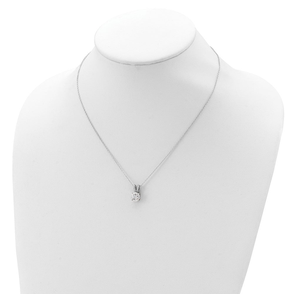 Cheryl M Sterling Silver Rhodium-plated Brilliant-cut 8mm Round CZ with CZ Split Bail 18 Inch Necklace QCM1499-18