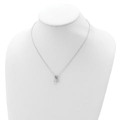 Cheryl M Sterling Silver Rhodium-plated Brilliant-cut 8mm Round CZ with CZ Split Bail 18 Inch Necklace QCM1499-18
