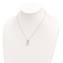 Cheryl M Sterling Silver Rhodium-plated Brilliant-cut Pear CZ Pendant 18 Inch Necklace QCM1500-18