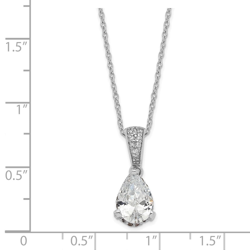 Cheryl M Sterling Silver Rhodium-plated Brilliant-cut Pear CZ Pendant 18 Inch Necklace QCM1500-18