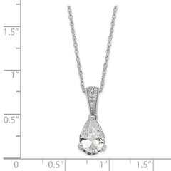 Cheryl M Sterling Silver Rhodium-plated Brilliant-cut Pear CZ Pendant 18 Inch Necklace QCM1500-18