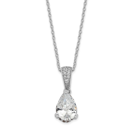 Cheryl M Sterling Silver Rhodium-plated Brilliant-cut Pear CZ Pendant 18 Inch Necklace QCM1500-18