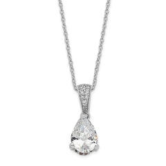 Cheryl M Sterling Silver Rhodium-plated Brilliant-cut Pear CZ Pendant 18 Inch Necklace QCM1500-18