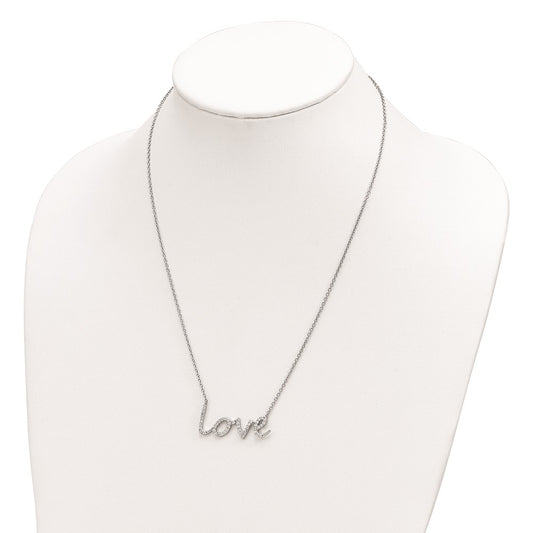 Cheryl M Sterling Silver Rhodium-plated Brilliant-cut CZ LOVE 18 Inch Necklace QCM1505-18