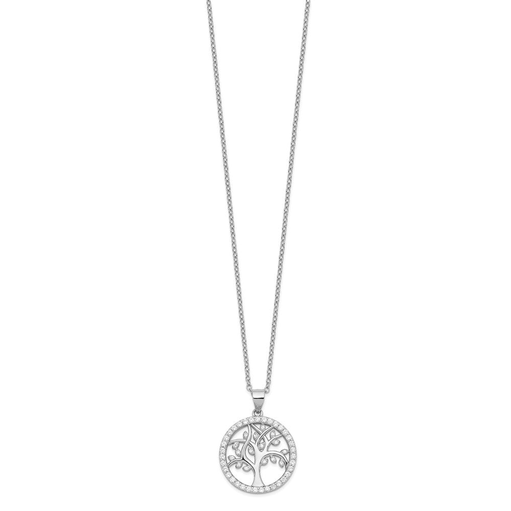 Cheryl M Sterling Silver Rhodium-plated Brilliant-cut CZ Tree Of Life 18 Inch Necklace QCM1531-18