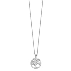 Cheryl M Sterling Silver Rhodium-plated Brilliant-cut CZ Tree Of Life 18 Inch Necklace QCM1531-18