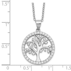 Cheryl M Sterling Silver Rhodium-plated Brilliant-cut CZ Tree Of Life 18 Inch Necklace QCM1531-18