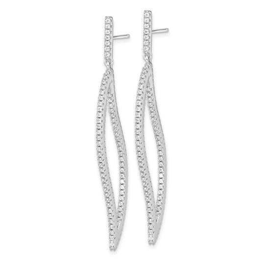 QCM1539 Cheryl M Sterling Silver Rhodium-plated Brilliant-cut CZ In and Out Geometric Post Dangle Earrings