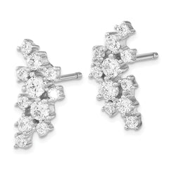 QCM1541 Cheryl M Sterling Silver Rhodium-plated Brilliant-cut CZ Cluster Post Dangle Earrings