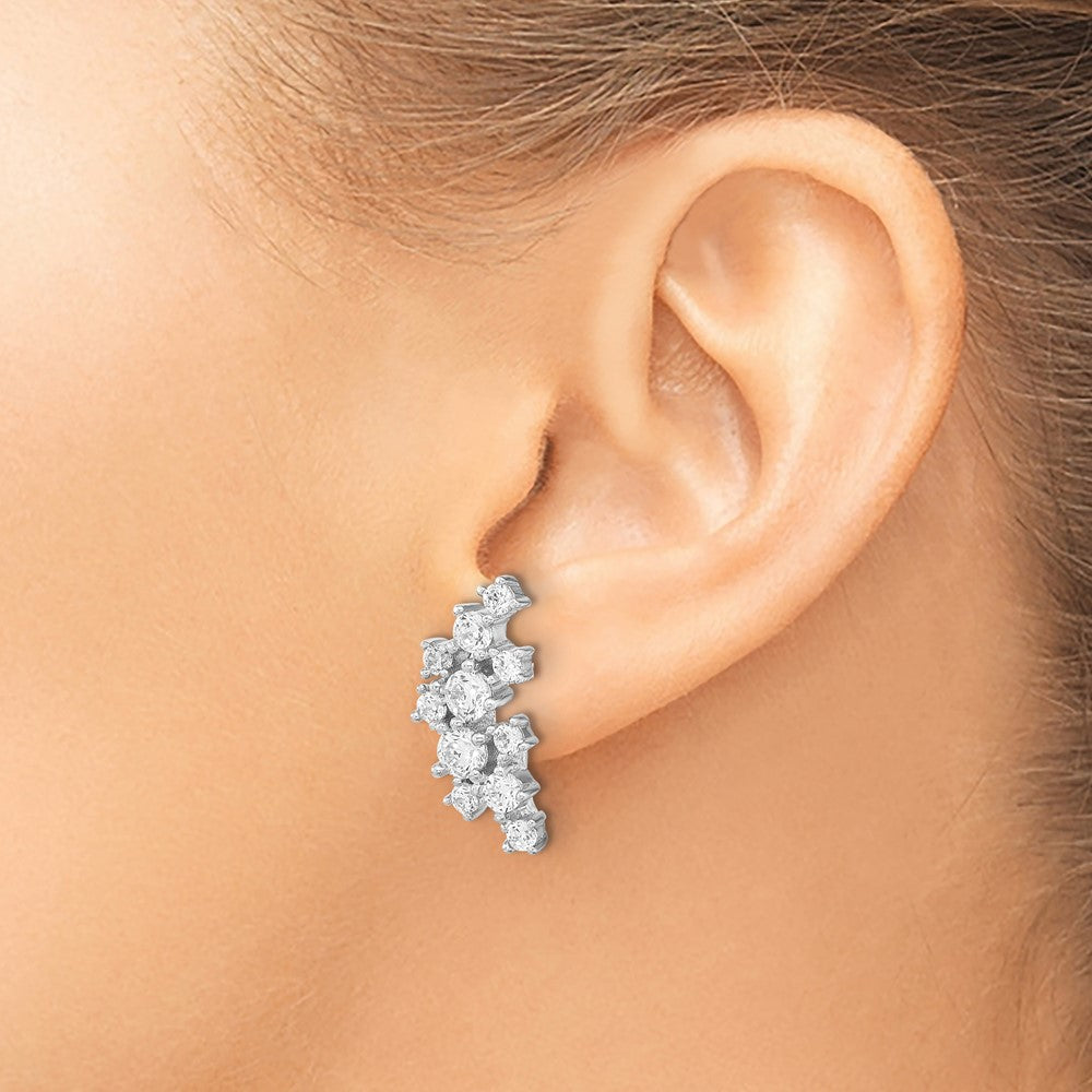 QCM1541 Cheryl M Sterling Silver Rhodium-plated Brilliant-cut CZ Cluster Post Dangle Earrings