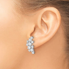 QCM1541 Cheryl M Sterling Silver Rhodium-plated Brilliant-cut CZ Cluster Post Dangle Earrings