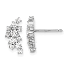 QCM1541 Cheryl M Sterling Silver Rhodium-plated Brilliant-cut CZ Cluster Post Dangle Earrings