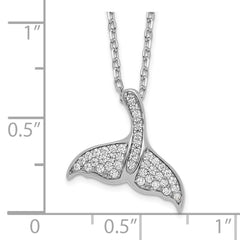 Cheryl M Sterling Silver Rhodium-plated Brilliant-cut CZ Whale Tail 16 Inch Necklace with 2 Inch Extender QCM1542-16