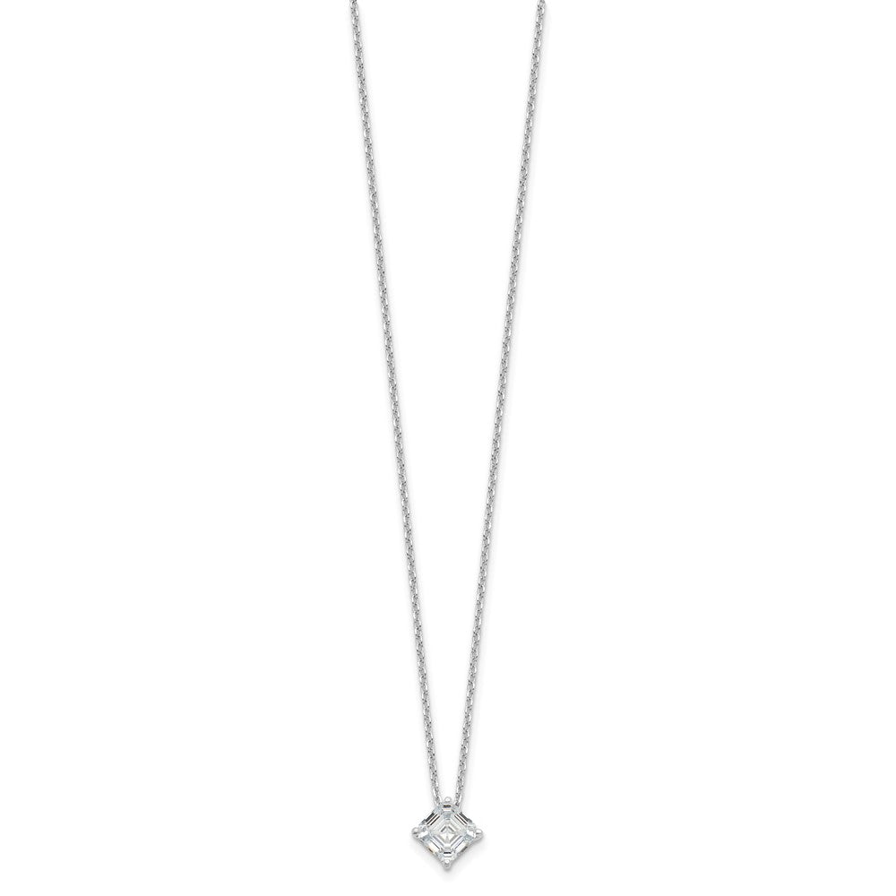 Cheryl M Sterling Silver Rhodium-plated Square Step-Cut CZ 16 Inch Necklace with 2 Inch Extender QCM1556-16