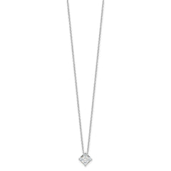 Cheryl M Sterling Silver Rhodium-plated Square Step-Cut CZ 16 Inch Necklace with 2 Inch Extender QCM1556-16