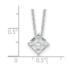 Cheryl M Sterling Silver Rhodium-plated Square Step-Cut CZ 16 Inch Necklace with 2 Inch Extender QCM1556-16