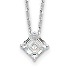 Cheryl M Sterling Silver Rhodium-plated Square Step-Cut CZ 16 Inch Necklace with 2 Inch Extender QCM1556-16
