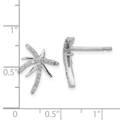 QCM1557 Cheryl M Sterling Silver Rhodium-plated Brilliant-cut CZ Palm Tree Post Earrings