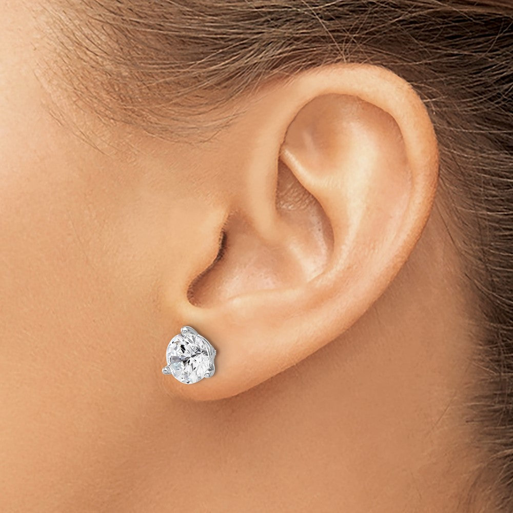QCM1576 Cheryl M Sterling Silver Rhodium-plated Brilliant-cut 8mm CZ Stud Post Earrings