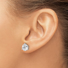 QCM1576 Cheryl M Sterling Silver Rhodium-plated Brilliant-cut 8mm CZ Stud Post Earrings