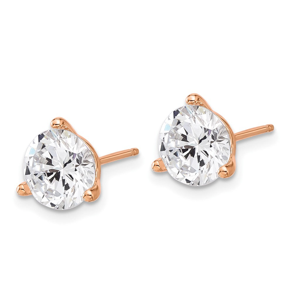 QCM1577 Cheryl M Sterling Silver Rose-tone Brilliant-cut 8mm CZ Stud Post Earrings