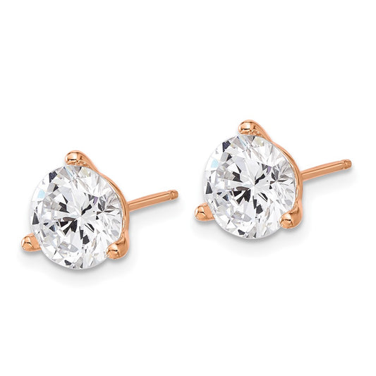 QCM1577 Cheryl M Sterling Silver Rose-tone Brilliant-cut 8mm CZ Stud Post Earrings