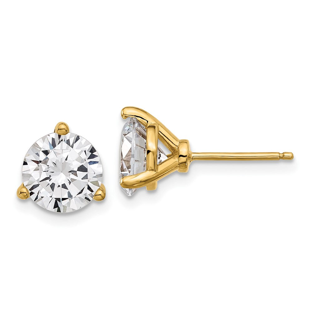 QCM1578 Cheryl M Sterling Silver Gold-tone Brilliant-cut 8mm CZ Stud Post Earrings