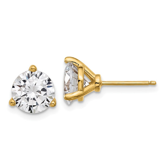 QCM1578 Cheryl M Sterling Silver Gold-tone Brilliant-cut 8mm CZ Stud Post Earrings
