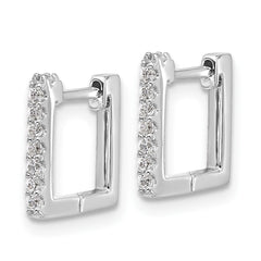 QCM1579 Cheryl M Sterling Silver Rhodium-plated Brilliant-cut CZ Square Hinged Post Hoop Earrings