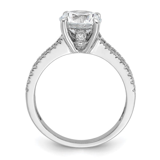 Cheryl M Sterling Silver Rhodium-plated Fancy Brilliant-cut Round CZ Center Stone Ring