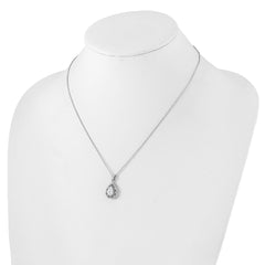 Cheryl M Sterling Silver Rhodium-plated Brilliant-cut CZ Teardrop 18 Inch Necklace with 2 Inch Extender QCM1589-18