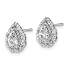 QCM1590 Cheryl M Sterling Silver Rhodium-plated Brilliant-cut Teardrop CZ Post Earrings