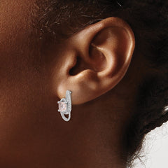 QCM1593 Cheryl M Sterling Silver Rhodium-plated Cushion-cut Simulated Morganite and White Brilliant-cut CZ Post Dangle Earrings