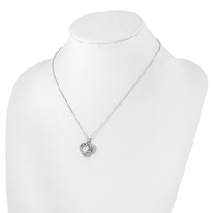 Cheryl M Sterling Silver Rhodium-plated Brilliant-cut CZ Heart 18 Inch Necklace with 2 Inch Extender QCM1594-18