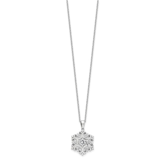 Cheryl M Sterling Silver Rhodium-plated Brilliant-cut CZ Snowflake 18 Inch Necklace with 2 Inch Extender QCM1595-18