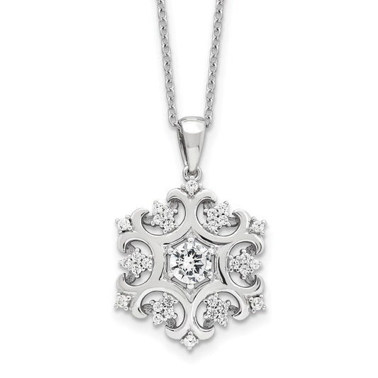 Cheryl M Sterling Silver Rhodium-plated Brilliant-cut CZ Snowflake 18 Inch Necklace with 2 Inch Extender QCM1595-18