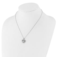 Cheryl M Sterling Silver Rhodium-plated Brilliant-cut CZ Heart 18 Inch Necklace with 2 Inch Extender QCM1597-18