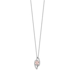 Cheryl M Sterling Silver Rhodium-plated Cushion-cut Simulated Morganite & White Brilliant-cut CZ 18 Inch Necklace with 2 Inch Extender QCM1600-18
