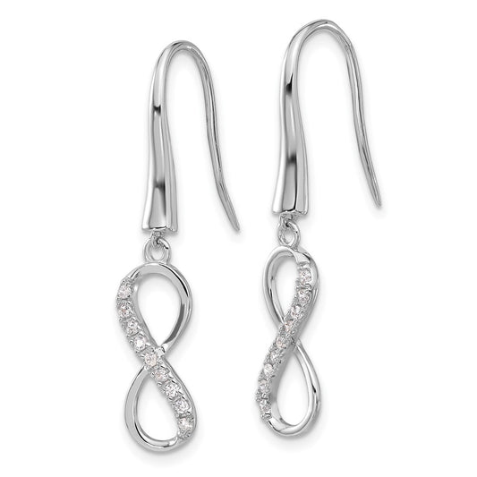 QCM1602 Cheryl M Sterling Silver Rhodium-plated Brilliant-cut CZ Infinity Dangle Earrings
