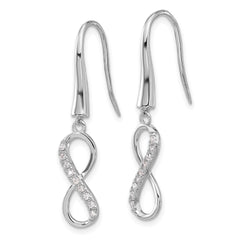 QCM1602 Cheryl M Sterling Silver Rhodium-plated Brilliant-cut CZ Infinity Dangle Earrings