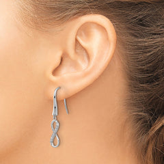 QCM1602 Cheryl M Sterling Silver Rhodium-plated Brilliant-cut CZ Infinity Dangle Earrings
