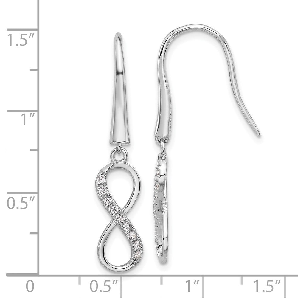 QCM1602 Cheryl M Sterling Silver Rhodium-plated Brilliant-cut CZ Infinity Dangle Earrings