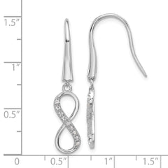 QCM1602 Cheryl M Sterling Silver Rhodium-plated Brilliant-cut CZ Infinity Dangle Earrings