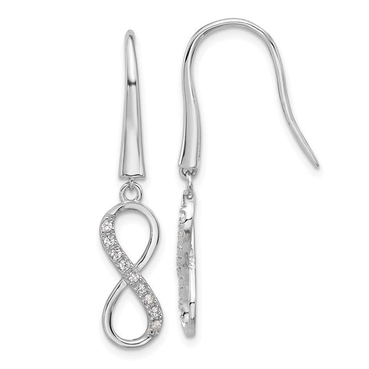 QCM1602 Cheryl M Sterling Silver Rhodium-plated Brilliant-cut CZ Infinity Dangle Earrings