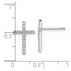 QCM1603 Cheryl M Sterling Silver Rhodium-plated Brilliant-cut CZ Cross Post Earrings