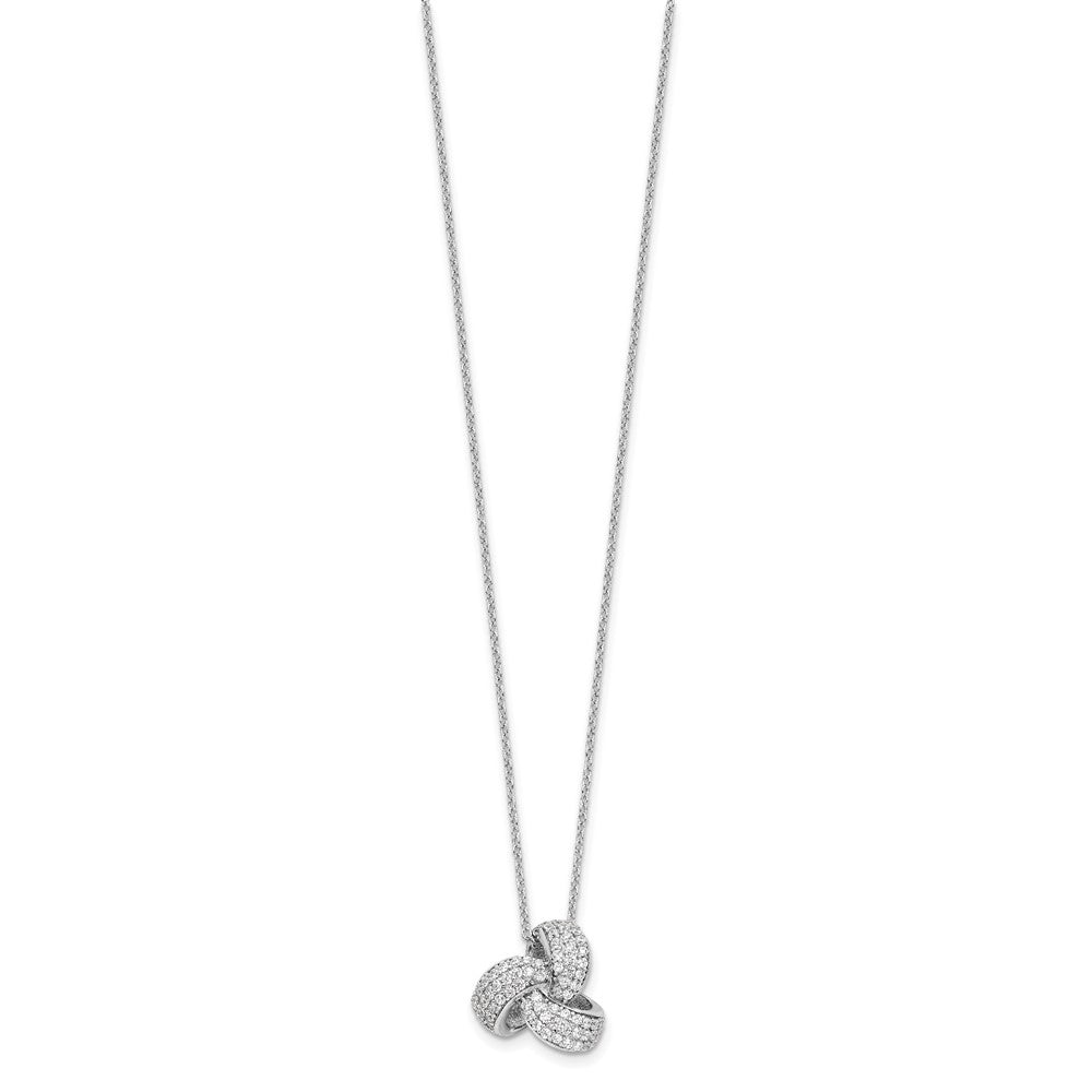 Cheryl M Sterling Silver Rhodium-plated Brilliant-cut Pave CZ Love Knot 18 Inch Necklace with 2 Inch Extender QCM1604-18